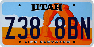 UT license plate Z388BN
