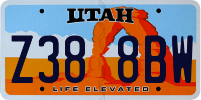 UT license plate Z388BW