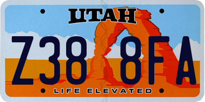 UT license plate Z388FA