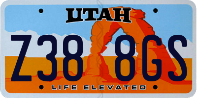 UT license plate Z388GS