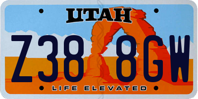 UT license plate Z388GW