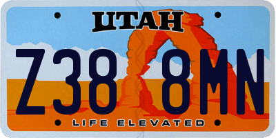 UT license plate Z388MN