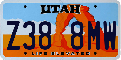 UT license plate Z388MW