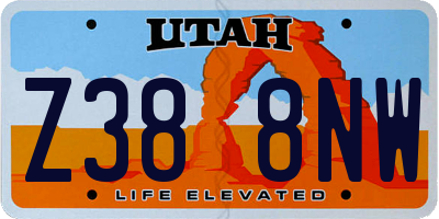 UT license plate Z388NW