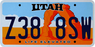 UT license plate Z388SW