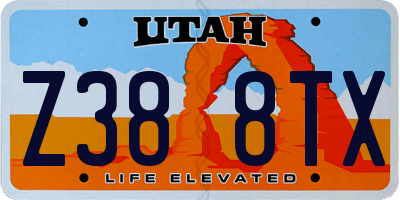 UT license plate Z388TX