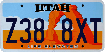 UT license plate Z388XT