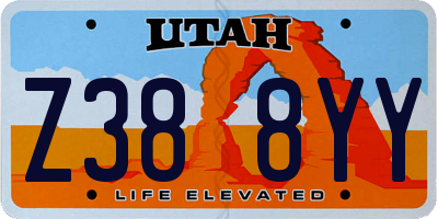 UT license plate Z388YY