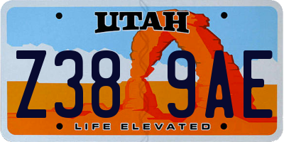 UT license plate Z389AE