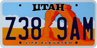 UT license plate Z389AM
