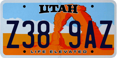 UT license plate Z389AZ