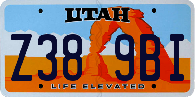 UT license plate Z389BI