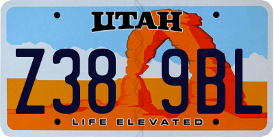 UT license plate Z389BL