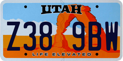 UT license plate Z389BW
