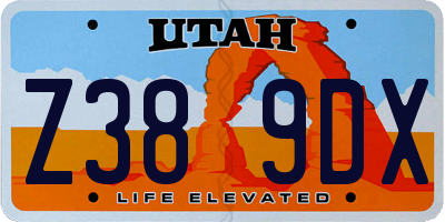 UT license plate Z389DX
