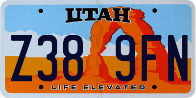 UT license plate Z389FN