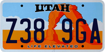 UT license plate Z389GA