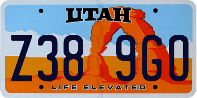 UT license plate Z389GO