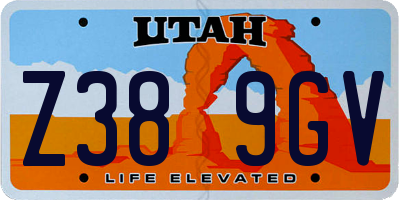 UT license plate Z389GV