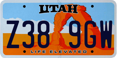UT license plate Z389GW