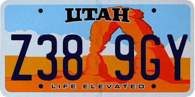 UT license plate Z389GY