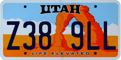 UT license plate Z389LL