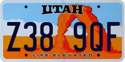 UT license plate Z389QF