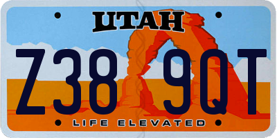 UT license plate Z389QT
