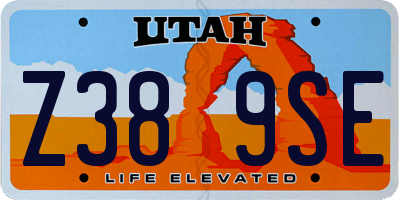 UT license plate Z389SE
