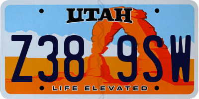 UT license plate Z389SW