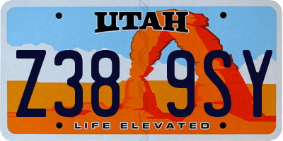 UT license plate Z389SY