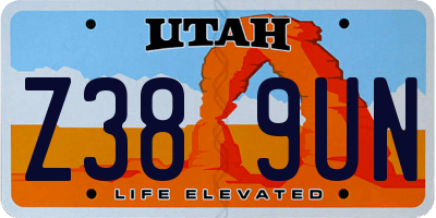 UT license plate Z389UN