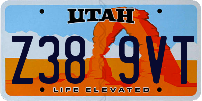 UT license plate Z389VT