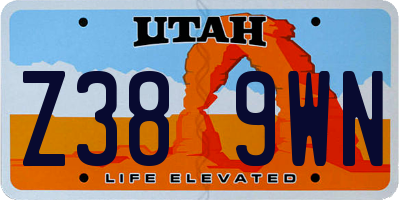 UT license plate Z389WN