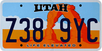 UT license plate Z389YC