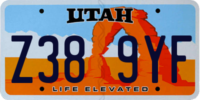 UT license plate Z389YF