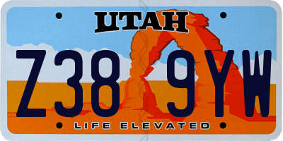 UT license plate Z389YW