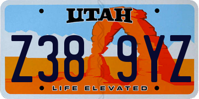 UT license plate Z389YZ