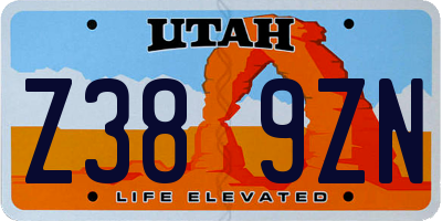 UT license plate Z389ZN