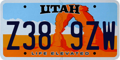 UT license plate Z389ZW
