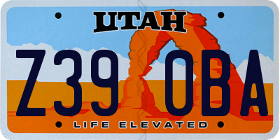 UT license plate Z390BA