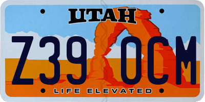 UT license plate Z390CM