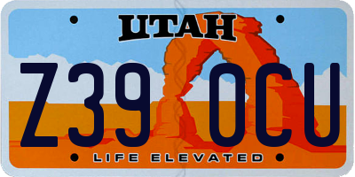 UT license plate Z390CU