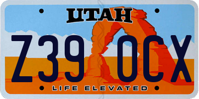 UT license plate Z390CX