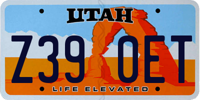 UT license plate Z390ET