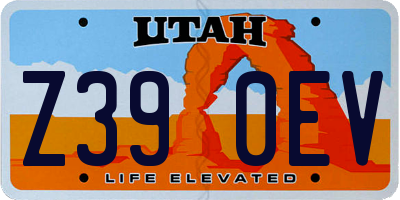 UT license plate Z390EV