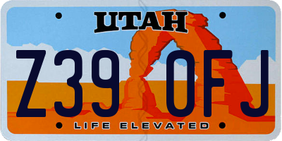 UT license plate Z390FJ