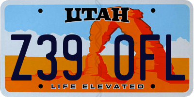 UT license plate Z390FL