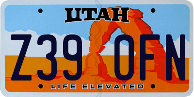 UT license plate Z390FN