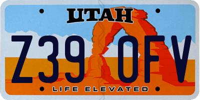 UT license plate Z390FV